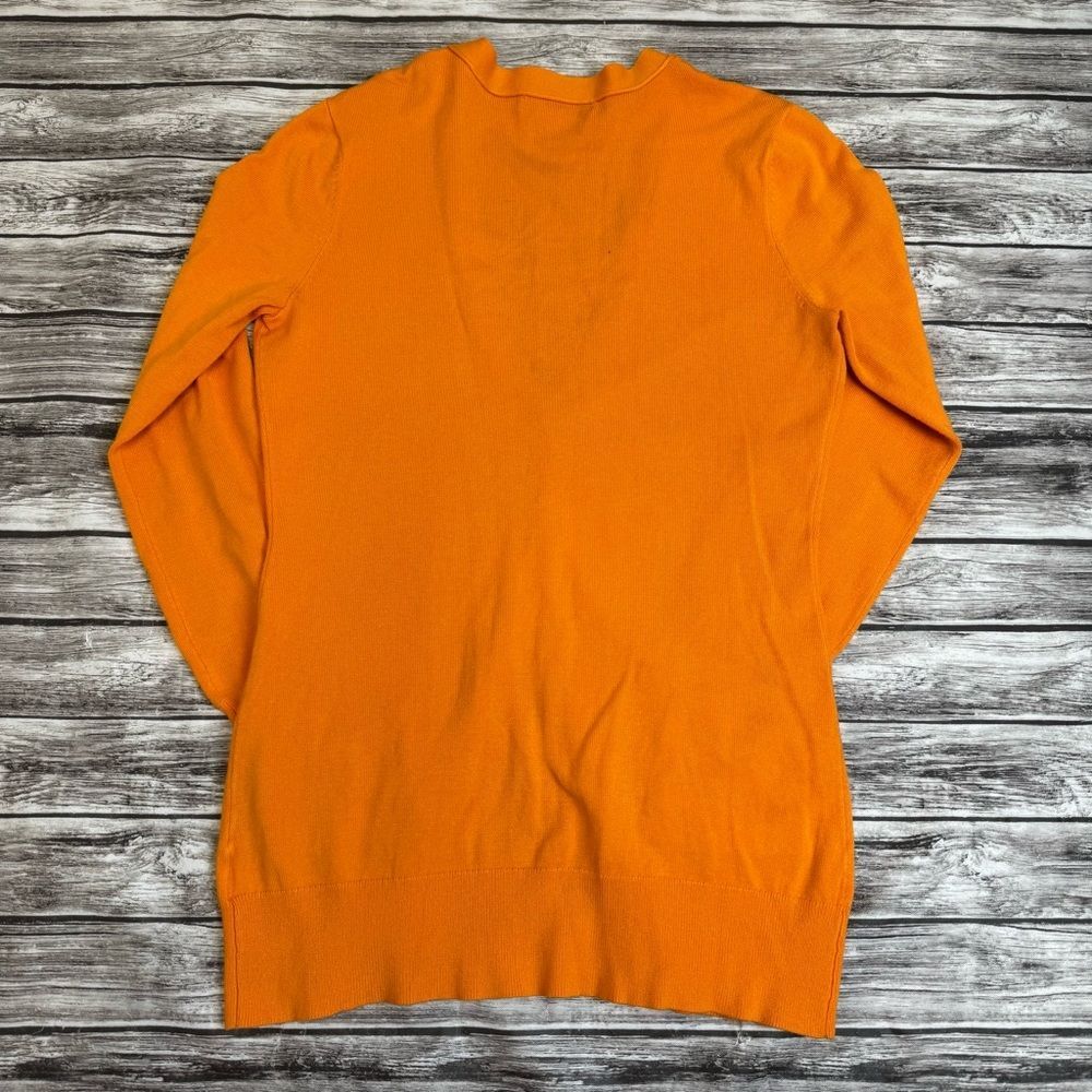 Liz Claiborne Women Long Cardigan Small Golden Orange Button Front Tunic Sweater - Picture 12 of 12